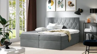 Obrázok produktu pre Posteľ boxspring TIBOR - 180x200, šedá + topper ZDARMA