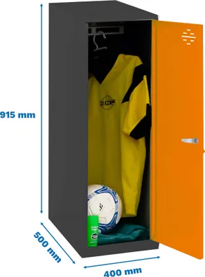 Produktbild von Simonrack Spind SIMONLOCKER DISM SINGLE anthrazit, orange 8425437118937, 1 Schließfach 40,0 x 50,0 x 91,5 cm