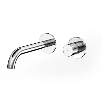 Produktbild von EMKE Unterputz Wandarmatur 360 Grad schwenkbar 2 Loch Badarmatur Messing Wandmontage Waschbecken 288x210x70mm pflegeleicht Chrom