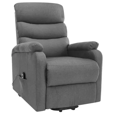 Image de vidaXL Fauteuil de massage avec releveur Gris clair Tissu