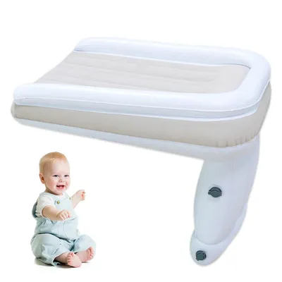 Produktbild von Baby Flugzeug-Reisebett aufblasbar – tragbares Kinderbett mit Seitenschutz, PVC & Flockstoff, für Flüge, Auto & Innenräume