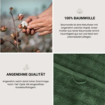 Produktbild von SCHIESSER Duschtuchset Neapel | Einfarbig | 2-teilig | 100% Baumwolle | Flauschig & Saugstark | 70x140 cm | Dunkelgrün