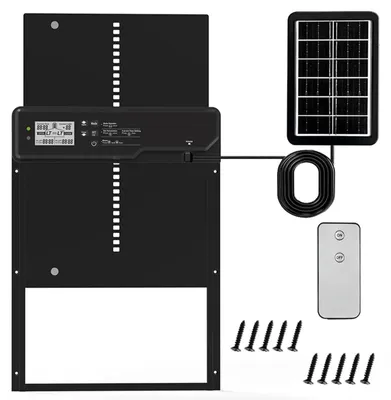 Immagine prodotto di Porta automatica per pollaio - Alimentazione a energia solare - 4 modalità di funzionamento - Telecomando - Impermeabile - In plastica