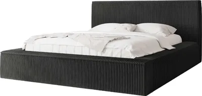 Produktbild von MIRJAN24 Polsterbett Glexi, Doppelbett mit Bettkasten für die Bettwäsche, Leistenlattenrost aus Laubholz (Farbe: Top Sztruks 100, Größe: 140x200 cm)