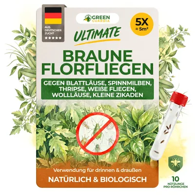 Produktbild von Green Guardia Braune Florfliegen gegen Blattläuse - 5x Röhrchen - Blattläuse bekämpfen, Wollläuse bekämpfen uvm, natürliche Schädlingsbekämpfung