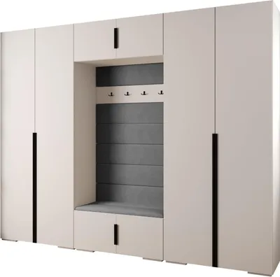 Produktbild von MEBLE KRYSPOL Inova 1 Möbelset Garderobe, 236,7x300x47cm - Weiß, Manila 16, Schwarz