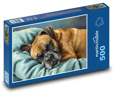 Produktbild von Puzzle 500 Ruhender Hund auf einem Kissen - martinpuzzle