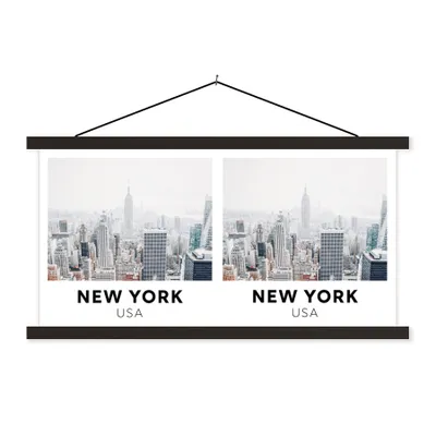 Produktbild von MuchoWow® Textilposter New York - Amerika - Häuser 120x60 cm mit schwarzem Rahmen - Dekoration Schlafzimmer