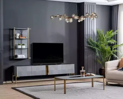 Produktbild von Designer Set 2 tlg. Wohnwand Lowboard Wandschrank Luxus Möbel Wohnwände