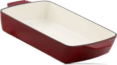 Zdjęcie produktu dla Emaliowana żeliwna patelnia o pojemności 38 l w kolorze ciemnoczerwonym do lasagne