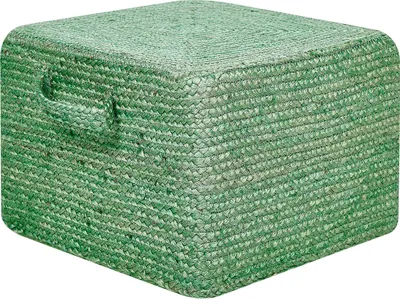Produktbild von BELIANI Pouf Grün aus Jute 45 x 45 x 30 cm Quadratisch Geflochten Boho Sitzhocker Fußhocker für Wohnzimmer Kinderzimmer Flur