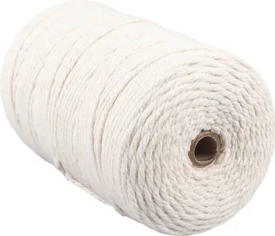 Obrázek produktu pro Bavlněná nit 3 mm 273 yardů dlouhá bílá měkká odolná proti roztržení háčkovací příze pro pletení řemesla DIY dekorace