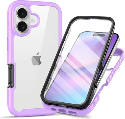 Produktbild von iPhone 17 Hülle, Bumper mit Eingebautem Displayschutz Komplettschutz Schutzhülle für iPhone 17 Lila
