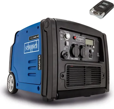 Produktbild von Scheppach Inverter Benzin Stromerzeuger SG3400i - 3400W | 5,1 PS | 2x 230V, 1x 12V | 61dB | Elektrostart mit Fernbedienung| Handgriff +Fahrvorrichtung
