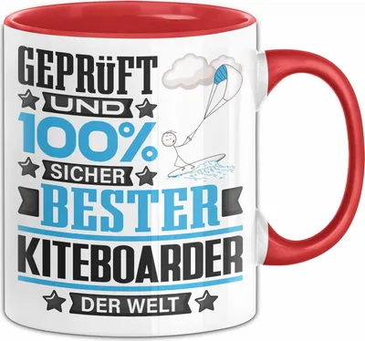 Produktbild von Kiteboarder Geschenk Lustiger Spruch für Kiteboarder Geschenkidee Bester Kiteboarder Der Welt (Rot)