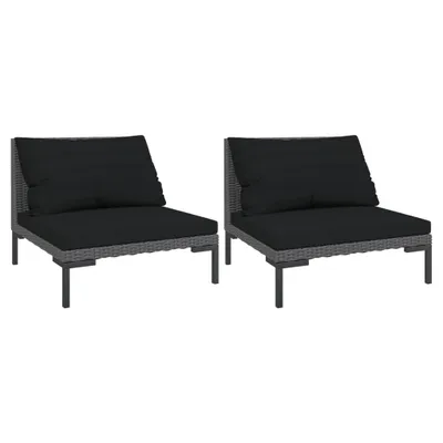 Produktbild von vidaXL Gartensofas 2 Stk. mit Kissen Halbrundes Poly Rattan