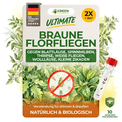 Produktbild von Green Guardia Braune Florfliegen gegen Blattläuse - 2x Röhrchen - Blattläuse bekämpfen, Wollläuse bekämpfen uvm, natürliche Schädlingsbekämpfung