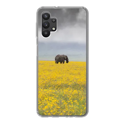Produktbild von MuchoWow® Handyhülle Schutzhülle Hülle für Samsung Galaxy A32 5G Elefant - Blumen - Natur - Gelb - Tiere Silikon Softcase Handy Hülle - Softcase