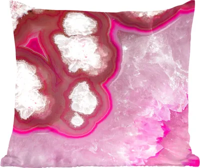 Produktbild von MuchoWow® Zierkissen Sofakissen Wohnzimmer Dekokissen 45x45 cm Nahaufnahme eines rosa Achats - Schlafpolster - Polster für das Sofa