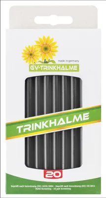 Produktbild von Mehrwegtrinkhalm aus -Kunststoff, 140 mm, schwarz, 20 Stück