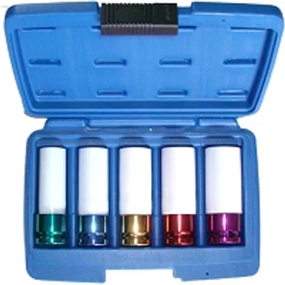 Produktbild von 5 x  Alufelgen Radmuttern Einsätze Nuss Einsatz  1/2-Antrieb 15 17 19 21 22 mm