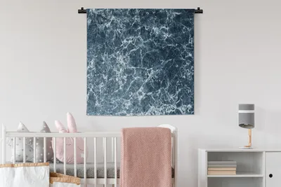 Produktbild von MuchoWow® Wandteppich Wandbehang Marmor - Blau - Weiß 90x90 cm Tapisserie Dekoration Wandtuch - Wandaufhänger