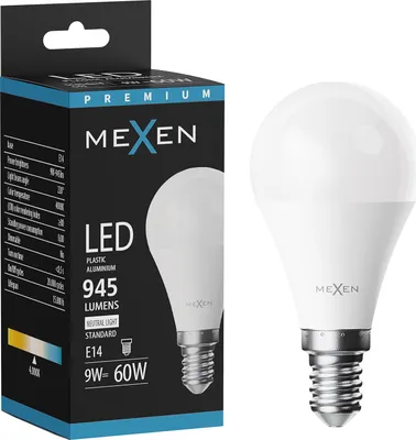 Obrázek produktu pro Mexen Nova LED žárovka E14, G45, 9W, Neutrální - 4000K, 945 lm - L101-E14-0940-01