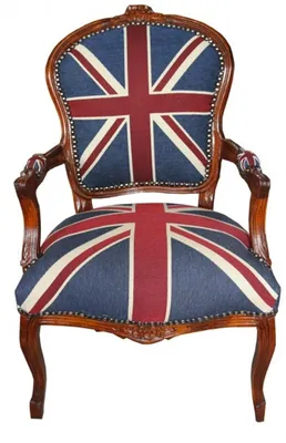 Produktbild von Casa Padrino Barock Salon Stuhl Union Jack / Mahagoni Braun - Englische Flagge - England
