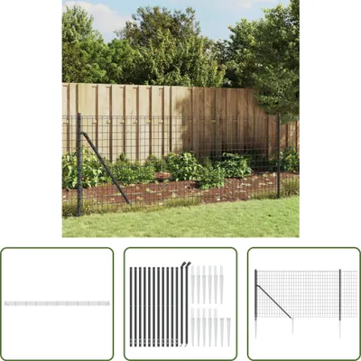 Produktbild von The Living Store Maschendrahtzaun mit Bodenhülsen Anthrazit 1x25 m