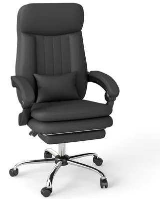 Obrázek produktu pro Ergonomická kancelářská židle - Kancelářská židle s podnožkou - Pohodlná pracovní židle - Počítačová židle, černá