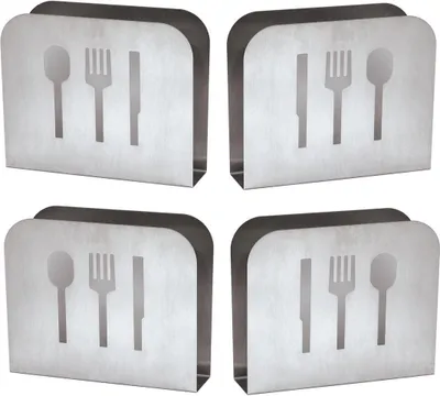 Produktbild von 4er Set - Serviettenhalter aus Edelstahl | Serviettenablage für Tisch, Küche, Bar, Gastronomie | Serviettenständer, langlebig | Serviettenspender Stehend - Serviettenbox für Restaurants & Bistros