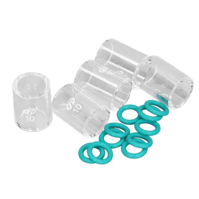 Imagen del producto de Conjunto de vasos de vidrio para soldadura, conjunto de vasos de vidrio para soplete de soldadura, vaso de vidrio para soldadura, kit de vasos de vidrio para soldadura TIG, vaso de vidrio para soldadura TIG, consumibles para soldadura