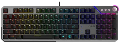 Image de Clavier de jeu MSI STRIKE 600 Silent, filaire, mécanique, avec rétroéclairage RGB, connectique USB, disposition des touches QWERTZ (compatible avec les claviers français et tchèques)