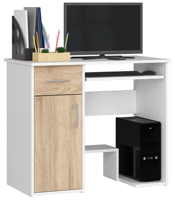 Produktbild von Schreibtisch AKORD JAY Weiß Schublade Front Sonoma-Eiche B90 x H74 x T50 cm