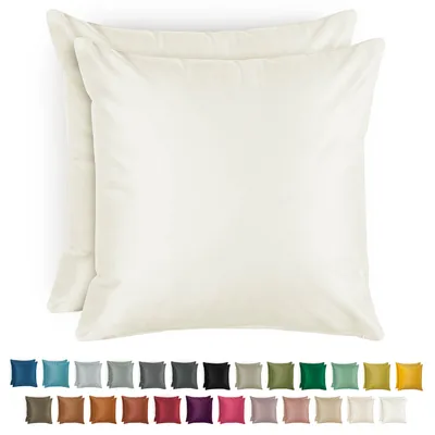 Produktbild von Blumtal 2er Set Kissenbezug 45x45 cm Samt - edler Kopfkissenbezug aus Samt, weiche Kissenhülle Velvet, Off-White - Weiß