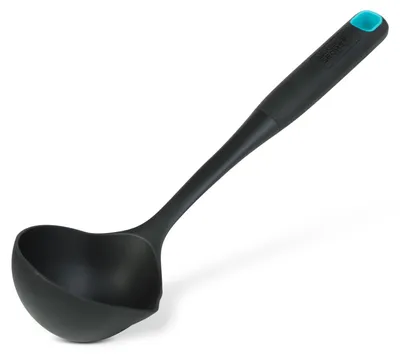 Immagine prodotto di Mestolo in nylon – Mestolo resistente al calore per zuppe e salse – Cucchiaio da portata per padelle antiaderenti – Utensile da cucina con manico in acciaio inossidabile – Senza BPA – Lavabile in lavastoviglie – Nero – 32 cm [BS41165]