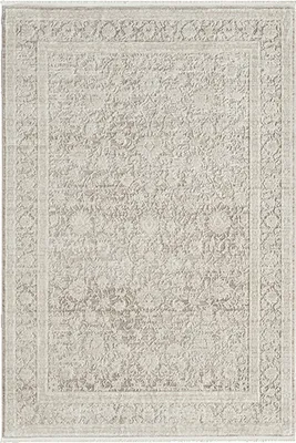 Zdjęcie produktu dla Orientalny dywan do przedpokoju z kwiatowymi ornamentami błyszczący w kolorze kremowym rozmiar - 80x150 cm
