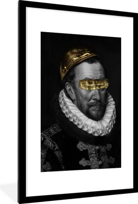Produktbild von MuchoWow® MuchoWow® Gerahmtes Poster Wilhelm von Oranien - Adriaen Thomasz - Schwarz - Weiß 60x90 cm - Poster mit zchwarzem Bilderrahmen - Dekoration - Wandposter Wohnzimmer - Hochwertig
