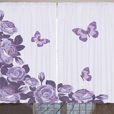 Produktbild von ARANDE Lila Gardine, Braut Komposition mit Rosen-Knospen Blüten Schmetterlinge fliegen Sommer-Hochzeit, 280 x 175 cm, Lila und Violett