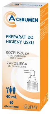 A product box for A-Cerumen ear hygiene spray.