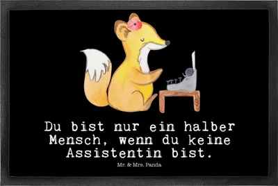 Produktbild von Mr. & Mrs. Panda Eingangsteppich Assistentin Herz 50 x 75 cm - Schwarz - Geschenk, Schmutzfangmatte, abstreifer, Schmutzmatte, fußmatte, Sauberlaufmatte, Fussmatte