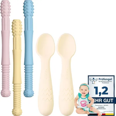 Produktbild von Beißringe Set von 5, Silikon, Flexibel, Für Zahnen, Sicher und Bequem