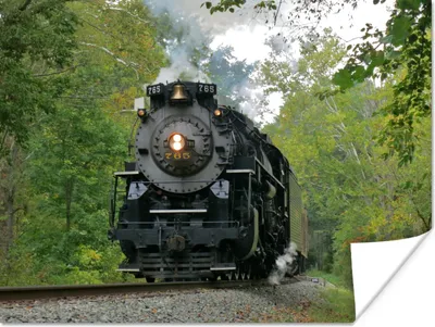Produktbild von MuchoWow® Poster Eine Dampflokomotive in einer grünen Umgebung 80x60 cm - Kunst für zu Hause