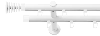 Produktbild von SN Deco Gardinenstange Innenlauf Gap, 19 mm, 2-läufig, Stahl, Komplett-Set mit Ringen, Profilträger, 150 cm, weiß