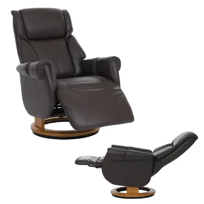Produktbild von MCA Relaxsessel + Aufstehhilfe HWC-N58, Fernsehsessel Liegesessel Fußstütze Holz Leder braun, Holz Natur