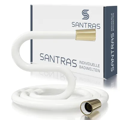 Produktbild von SANTRAS® Duschschlauch aus Kunststoff 1/2" in Weiß/Gold - 1,25 m Brauseschlauch