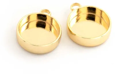 Produktbild von Vintageparts Fassung Messing 18k Gold 10-mm-Cabochon 11 mm, 2 Stück