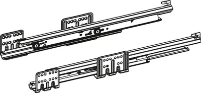 A technical drawing of two drawer slides, shown from a diagonal perspective against a white background.