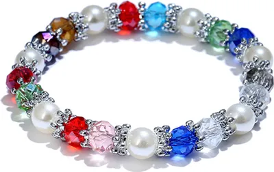 Produktbild von Glänzendes buntes Strass-Kunstperlen-Armband, Armreif, Damenschmuck, Geburtstagsgeschenk-Mehrfarbig