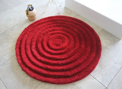 Zdjęcie produktu dla Mijolnir, Round - Red, mata łazienkowa, czerwony, akryl, 90 x 90 cm
